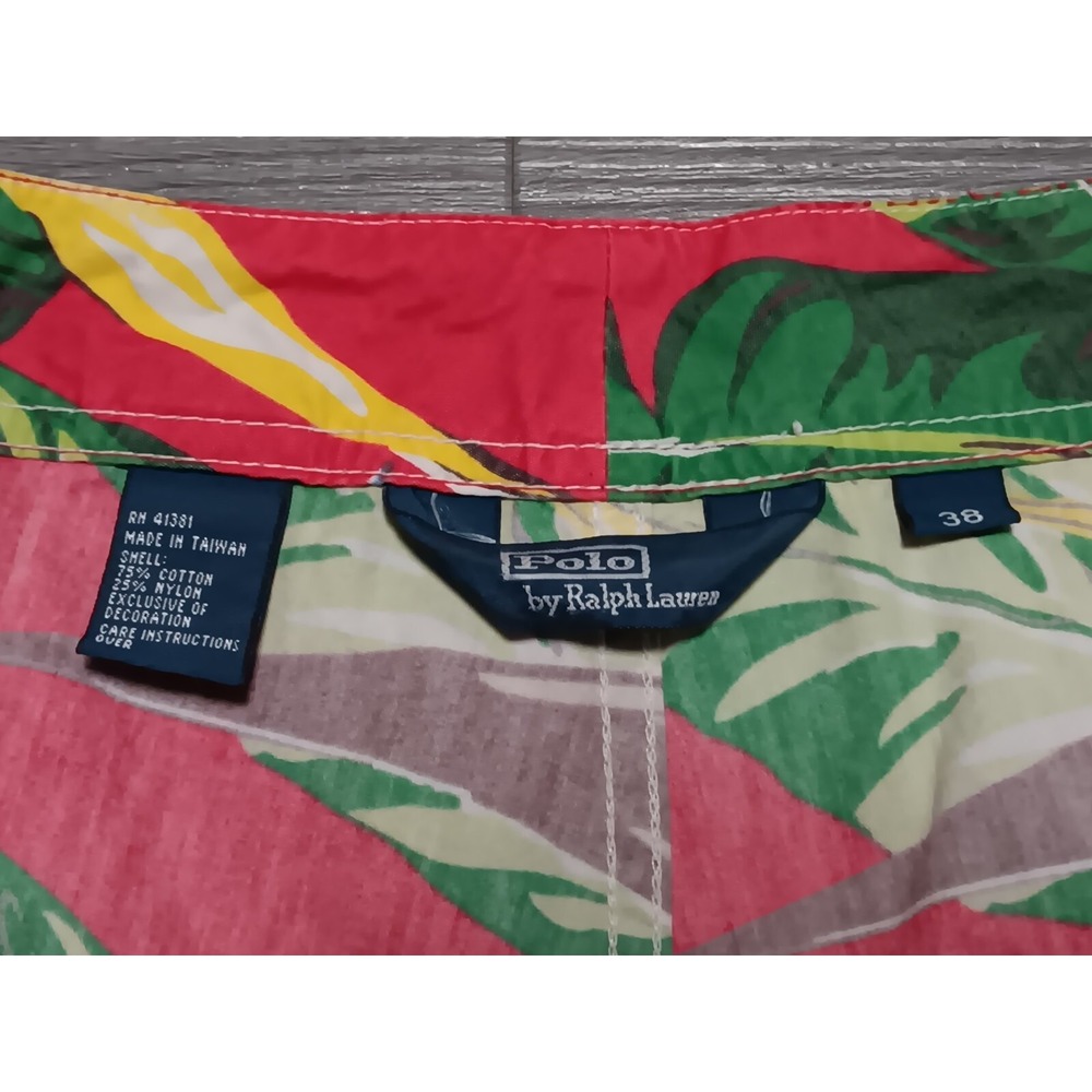 Polo Ralph Lauren Men's Red Birds of Paradise Floral Cargo Swim Trunk Size 38-40 - Picture 4 of 7